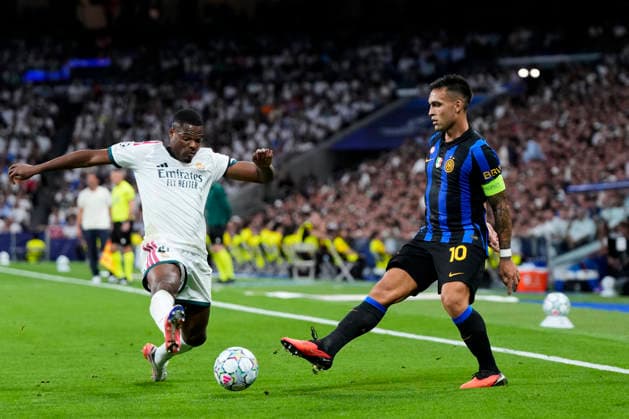 ESP: Real Madrid - Inter Milan. UEFA Champions League. Matchday 1 Ibrahima Konate of Real Madrid CF and Lautaro Martinez of Inter Milan during the UEFA Champions League match, matchday 1, between Real Madrid and FC Inter de Milan played at Santiago Bernabeu Stadium on 8 Sep, 2026 in Madrid, Spain. kpng Copyright: xCesarxCebollax xPRESSINPHOTOx PS_2627_UCL_RMA_INT_078
