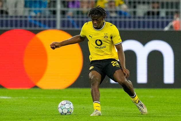 Joane Gadou of Borussia Dortmund controls the ball during the 2026–2027 UEFA Champions League match between Borussia Dortmund and Villarreal at BVB Stadion Dortmund on September 8, 2026, in Dortmund, Germany. Photo by Alex Gottschalk, DeFodi Images