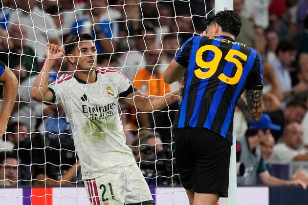 Real Madrid CF s Brahim Diaz (l) and Football Club Internazionale Milano s Alessandro Bastoni during Champions League 2026 2027, League phase, Matchday 1 match. September 8, 2026 (20260909333)
