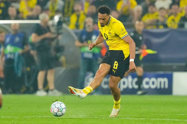 Felix Nmecha of Borussia Dortmund controls the ball during the 2026–2027 UEFA Champions League match between Borussia Dortmund and Villarreal at BVB Stadion Dortmund on September 8, 2026, in Dortmund, Germany. Photo by Alex Gottschalk, DeFodi Images