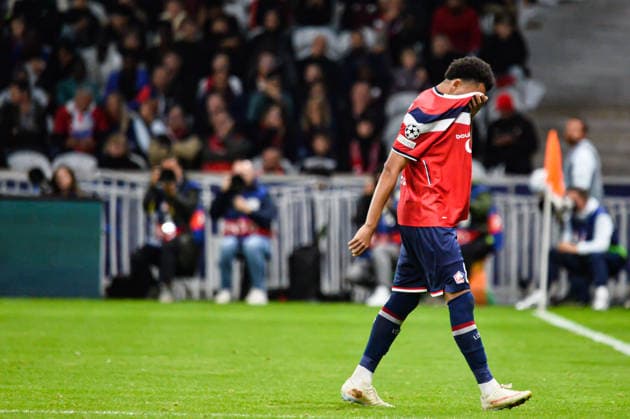 FOOTBALL : Lille OSC vs Real Betis Balompie - Ligue des Champions - Phase de Ligue - JournÃ e 1 - 08 09 2026 Carton rouge pour Ethan Mbappe (Lille OSC) Villeneuve d AsqcFrance  Copyright: xBaptistexAutissierx