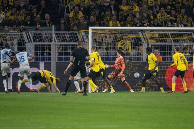 Goal to make it 1–1 by Santiago Mourino (16, Villarreal), Borussia Dortmund vs. Villarreal CF, Soccer, Champions League, Group Stage, Matchday 1, September 8, 2026, Dortmund, North Rhine-Westphalia, Germany Copyright: xkolbert-press MarcxNiemeyerx