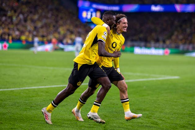September 8, 2026 Champions League Borussia Dortmund vs. Villarreal at Signal Iduna Park Serhou Guirassy of Borussia Dortmund celebrates after scoring the 2-1 goal against Fabio Silva of Borussia Dortmund IMPORTANT NOTICE In accordance with DFL and UEFA regulations, it is prohibited to use or allow the use of photographs taken in the stadium and or during the match in the form of sequential images and or video-like photo sequences Copyright: xDavidxInderliedx