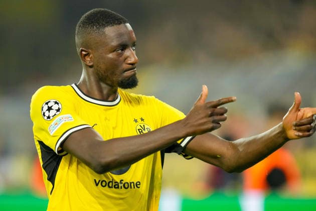 Serhou Guirassy of Borussia Dortmund celebrates after scoring his team s third goal during the 2026–2027 UEFA Champions League match between Borussia Dortmund and Villarreal at BVB Stadion Dortmund on September 8, 2026, in Dortmund, Germany. Photo by Alex Gottschalk, DeFodi Images