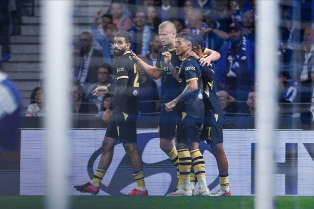 Erling Haaland of Manchester City celebrates scoring a goal to make the score 2-0. Porto v Manchester City, UEFA Champions League, League Stage, Football, Estadio do Dragao, Porto, Portugal - 08 Sep 2026Porto Estadio do Dragao Portugal  Copyright: xMiguelxLemos Shutterstockx 17140155eu