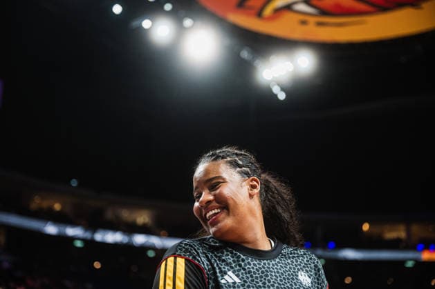 FIBA Women’s Basketball World Cup 2026: Germany vs. South Korea, September 8, 2026; Nyara Sabally (Germany), 8, laughs; basketball; FIBA Women’s Basketball World Cup 2026; Final Round, Qualifier for the Quarterfinals: Germany vs. South Korea on September 8, 2026, at the Uber Arena, Berlin Copyright: xBEAUTIFULxSPORTS Tonhäuserx
