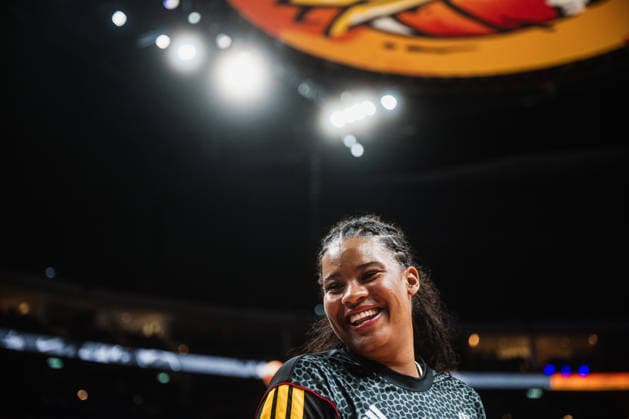 FIBA Women’s Basketball World Cup 2026: Germany vs. South Korea, September 8, 2026; Nyara Sabally, Germany, 8, laughs; Basketball; FIBA Women’s Basketball World Cup 2026; Final Round, Qualifier for the Quarterfinals: Germany vs. South Korea on September 8, 2026, at the Uber Arena, Berlin Copyright: xBEAUTIFULxSPORTS Tonhäuserx