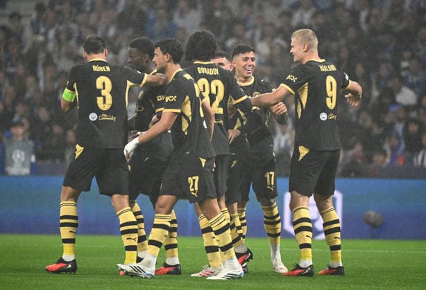 FC Porto v Manchester City - UEFA Champions League PORTO, PORTUGAL - SEPTEMBER 28: Erling Haaland and Enzo Fernandez of Man City celebrate a goal during the UEFA Champions League 2026 27 League Phase MD1 match between FC Porto and Manchester City at Estadio do Dragao on September 08, 2026 in Porto, Portugal. Alex Juarez Anadolu Porto Portugal. Editorial use only. Please get in touch for any other usage.  Copyright: x2026xAnadoluxAlexxJuarezx