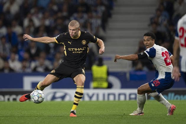 PORTO, PORTUGAL - SEPTEMBER 8: Erling Haaland of Manchester City shoots at goal during the UEFA Champions League 2026 27 League Phase MD1 match between FC Porto and Manchester City at Estadio do Dragao on September 8, 2026 in Porto, Portugal (Photo by Pedro Loureiro Sports Press Photo SPP) Copyright: xSportsxPressxPhotox Sportspressphoto_SPR226481