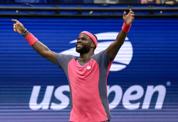 US Open tennis tournament - Day 10 Frances Tiafoe of the USA celebrates his victory over Alex Michelsen of the USA during their Men Singles Quarterfinals match of the US Open Tennis Championships at the USTA Billie Jean King National Tennis Center in Flushing Meadows, New York, USA, 08 September 2026. FLUSHING MEADOWS NEW YORK United States  Copyright: xCRISTOBALxHERRERA-ULASHKEVICHx