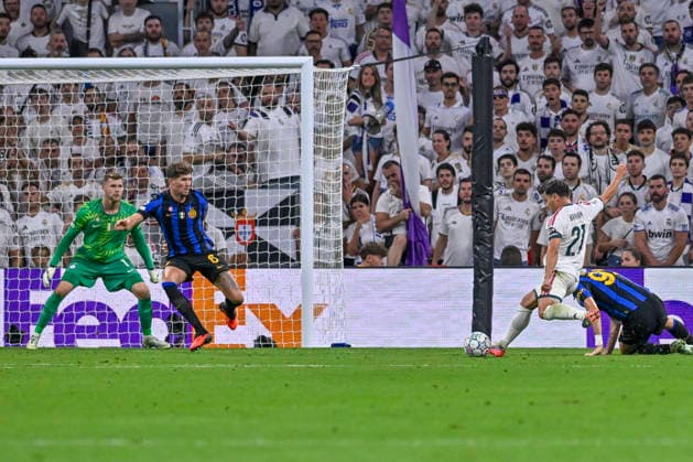 September 8, 2026, Madrid, Madrid, Spain: 21 BRAHIM DIAZ of Real Madrid CF shoots for goal during the match on Matchday 1 of the group stage of the 2026 27 UEFA Champions League between REAL MADRID C.F. and F.C. INTERNAZIONALE MILANO, played at the Bernabo u Stadium on September 8, 2026, in Madrid, Spain. Madrid Spain - ZUMAc312 20260908_zsp_c312_447 Copyright: xOscarxManuelxSanchezx