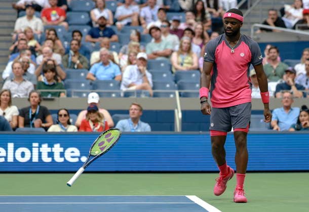 US Open tennis tournament - Day 10 Frances Tiafoe of the USA reacts while in action against Alex Michelsen of the USA during their Men Singles Quarterfinals match of the US Open Tennis Championships at the USTA Billie Jean King National Tennis Center in Flushing Meadows, New York, USA, 08 September 2026. FLUSHING MEADOWS NEW YORK United States  Copyright: xCRISTOBALxHERRERA-ULASHKEVICHx
