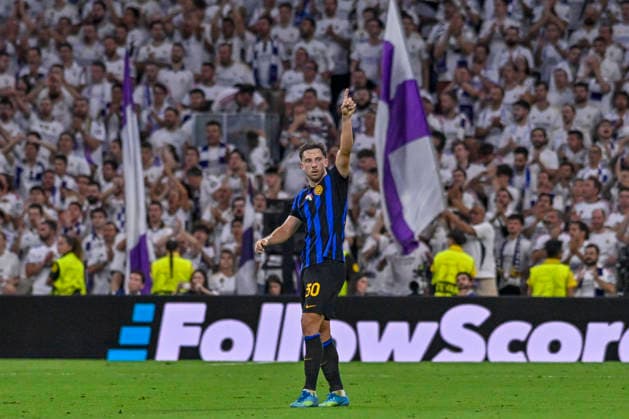 September 8, 2026, Madrid, Madrid, Spain: 30 CARLOS AUGUSTO of F. C. Internazionale Milano celebrates a goal during the match on Matchday 1 of the group stage of the 2026 27 UEFA Champions League between REAL MADRID C.F. and F.C. INTERNAZIONALE MILANO, played at the Bernabo u Stadium on September 8, 2026, in Madrid, Spain. Madrid Spain - ZUMAc312 20260908_zsp_c312_467 Copyright: xOscarxManuelxSanchezx