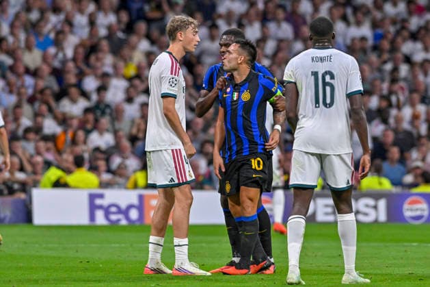 September 8, 2026, Madrid, Madrid, Spain: 4 DEAN HUIJSEN of Real Madrid CF and 10 LAUTARO MARTINEZ of F. C. Internazionale Milano they argue, clash with each other, and are pulled apart during the match on Matchday 1 of the group stage of the 2026 27 UEFA Champions League between REAL MADRID C.F. and F.C. INTERNAZIONALE MILANO, played at the Bernabo u Stadium on September 8, 2026, in Madrid, Spain. Madrid Spain - ZUMAc312 20260908_zsp_c312_473 Copyright: xOscarxManuelxSanchezx