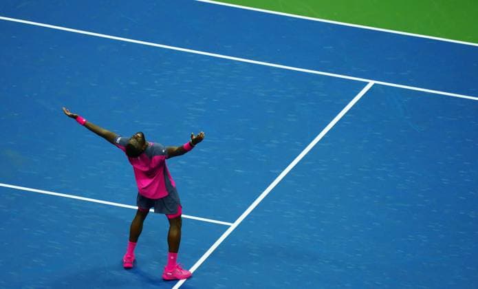 Frances Tiafoe celebrates his quarter final win over Alex Michelsen 2026 US Open, Day Ten, USTA Billie Jean King National Tennis Center, New York, USA - 08 Sep 2026New York USTA Billie Jean King National T New York (NY) United States of America EDITORIAL USE ONLY No use with unauthorised audio, video, data, fixture lists, club league logos or live services. Online in-match use limited to 120 images, no video emulation. No use in betting, games or single club league player publications. Copyright: xJavierxGarcia Shutterstockx 17140156by
