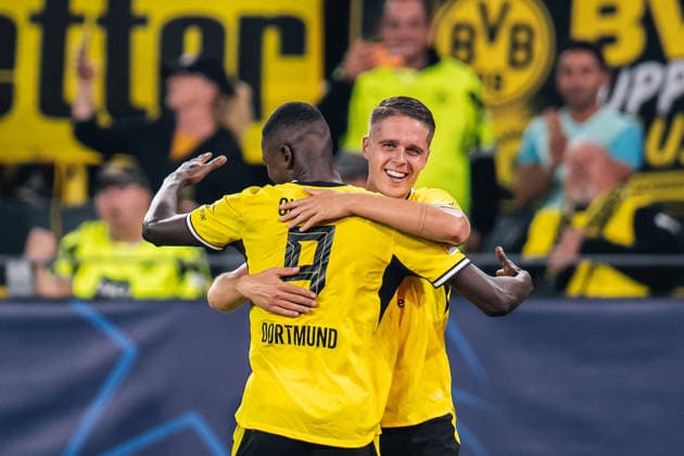 Borussia Dortmund v Villarreal CF - UEFA Champions League DORTMUND, GERMANY - SEPTEMBER 08: Serhou Guirassy of Borussia Dortmund celebrates his goal with Joey Veerman during the UEFA Champions League match between Borussia Dortmund and Villarreal CF at Signal Iduna Park on September 8, 2026, in Dortmund, Germany Hesham Elsherif Anadolu Dortmund Germany. Editorial use only. Please get in touch for any other usage.  Copyright: x2026xAnadoluxHeshamxElsherifx