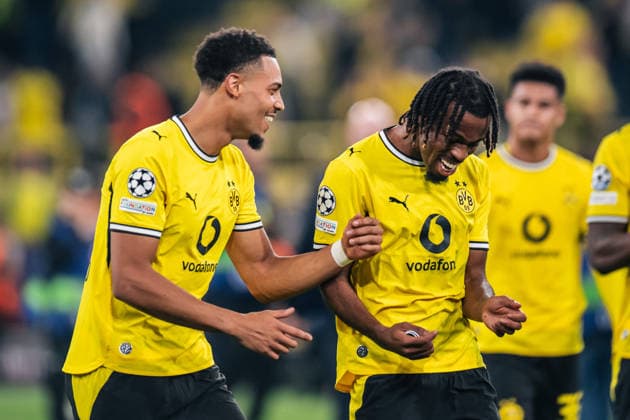 Borussia Dortmund v Villarreal CF - UEFA Champions League DORTMUND, GERMANY - SEPTEMBER 08: Felix Nmecha and Carney Chukwuemeka of Borussia Dortmund celebrate after the UEFA Champions League match between Borussia Dortmund and Villarreal CF at Signal Iduna Park on September 8, 2026, in Dortmund, Germany Hesham Elsherif Anadolu Dortmund Germany. Editorial use only. Please get in touch for any other usage.  Copyright: x2026xAnadoluxHeshamxElsherifx