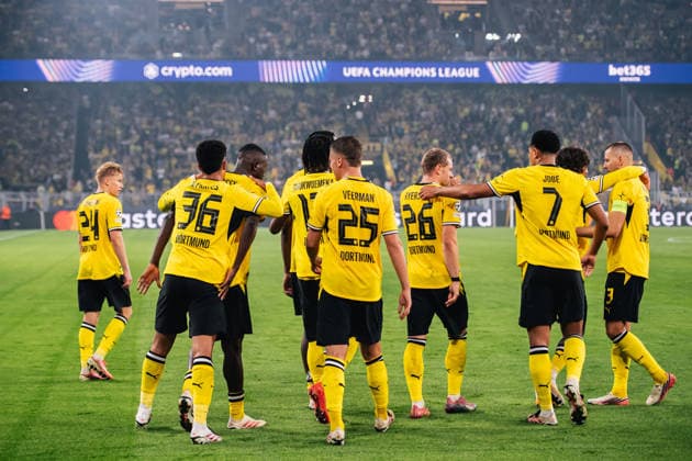 Borussia Dortmund v Villarreal CF - UEFA Champions League DORTMUND, GERMANY - SEPTEMBER 08: Players of Borussia Dortmund celebrate the third goal during the UEFA Champions League match between Borussia Dortmund and Villarreal CF at Signal Iduna Park on September 8, 2026, in Dortmund, Germany Hesham Elsherif Anadolu Dortmund Germany. Editorial use only. Please get in touch for any other usage.  Copyright: x2026xAnadoluxHeshamxElsherifx