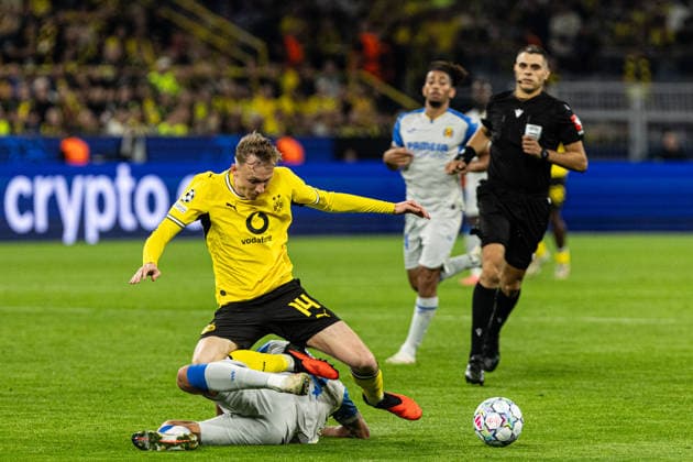 UEFA Champions League: Borussia Dortmund vs. Villarreal CF, September 8, 2026; Maximilian Beier (Borussia Dortmund), 14; Santi Comesana (Villarreal CF), 14; UEFA Champions League opener: Borussia Dortmund vs. Villarreal CF at BVB Stadion Dortmund, Dortmund, September 8, 2026 Copyright: xBEAUTIFULxSPORTS Buriakovx