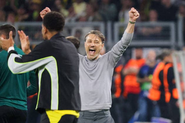 Dortmund, Deutschland: 08.09..2026 - UEFA Champions League 2026 27 - Borussia Dortmund vs. FC Villarreal Im Bild: Cheftrainer Niko Kovac (BVB) jubelt zum Abpfiff und zum Sieg zum 3:2 gegen Villarreal (DFL DFB REGULATIONS PROHIBIT ANY USE OF PHOTOGRAPHS as IMAGE SEQUENCES and or QUASI-VIDEO)