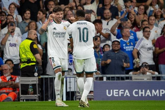 UEFA Champions League 2026 2027 - Real Madrid vs. Inter Milan in Madrid, Spain - 8 Sep 2026 Kylian Mbappé and Fede Valverde (Real Madrid) in action during the 2026 2027 UEFA Champions League match between Real Madrid and Inter Milan. Final score: Real Madrid 2-1 Inter Milan Madrid Spain Copyright: xDavidxCanalesx xSOPAxImagesx David-Canales-1448106