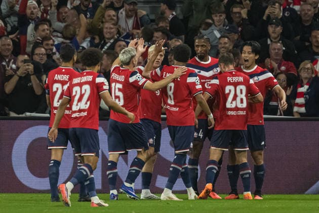 Tiago Santos, Ethan Mbappe, Gaetan Perrin from the LOSC Lille seen during the during UEFA Champions League 26 27 League Phase - Matchday 1 match between teams of LOSC Lille and Real Betis Balompie (Jan Borys Ball Raw Images) Lille Decathlon Arena Stade Pierre-Mauroy France Copyright: xJanxBorysx janborys_lille_betis_26 27-55