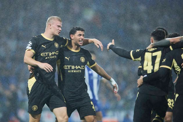 FC Porto v Manchester City - Uefa Champions League 26 27 MD1 PORTO, PORTUGAL - SEPTEMBER 8: Erling Haaland of Manchester City celebrates after scoring his team s first goal during the UEFA Champions League 26 27 match between FC Porto and Manchester City at Estadio do Dragao on September 8, 2026 in Porto, Portugal. (Photo by Diego Simon Photo Players Images Magara Press) Porto Estadio do Dragao Portugal Copyright: xDiegoxSimonx