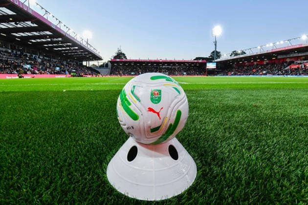 Bournemouth v Lincoln City, EFL Cup EFL Carabao Cup branded ball pitch side ahead of the EFL Cup match between Bournemouth and Lincoln City at the Vitality Stadium, Bournemouth, UK on 8 September 2026. Bournemouth Vitality Stadium Dorset UK Editorial use only DataCo restrictions apply See www.football-dataco.com , Copyright: xGrahamxHuntx PSI-24849-0352