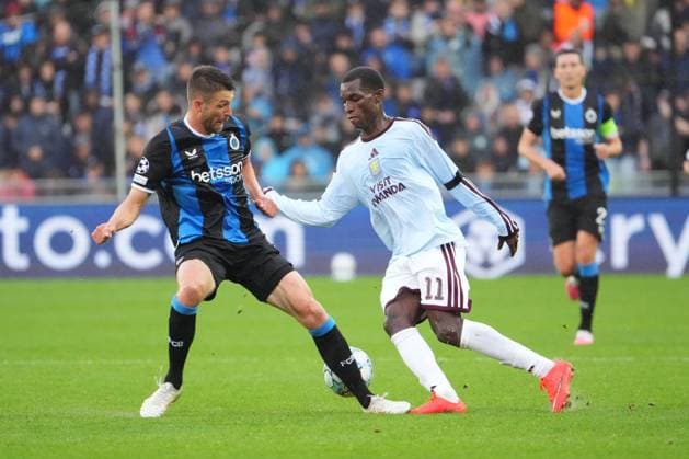 Nicolas Jackson of Aston Villa takes on Brandon Mechele of Club Brugge Club Brugge v Aston Villa, UEFA Champions League, League Stage, Football, Jan Breydel Stadium, Brugge, Belgium - 08 Sep 2026Brugge Jan Breydel Stadium Belgium  Copyright: xDavexWInter Shutterstockx 17139355hh