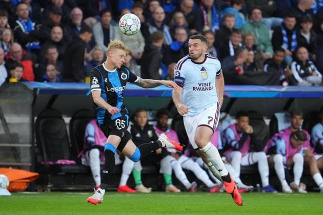 John McGinn of Aston Villa battles with Joaquin Seys of Club Brugge Club Brugge v Aston Villa, UEFA Champions League, League Stage, Football, Jan Breydel Stadium, Brugge, Belgium - 08 Sep 2026Brugge Jan Breydel Stadium Belgium  Copyright: xDavexWInter Shutterstockx 17139355im