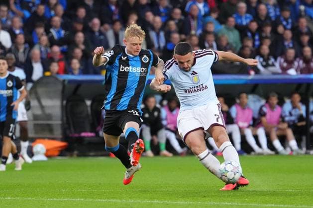 John McGinn of Aston Villa and Hugo Siquet of Club Brugge Club Brugge v Aston Villa, UEFA Champions League, League Stage, Football, Jan Breydel Stadium, Brugge, Belgium - 08 Sep 2026Brugge Jan Breydel Stadium Belgium  Copyright: xDavexWInter Shutterstockx 17139355ip