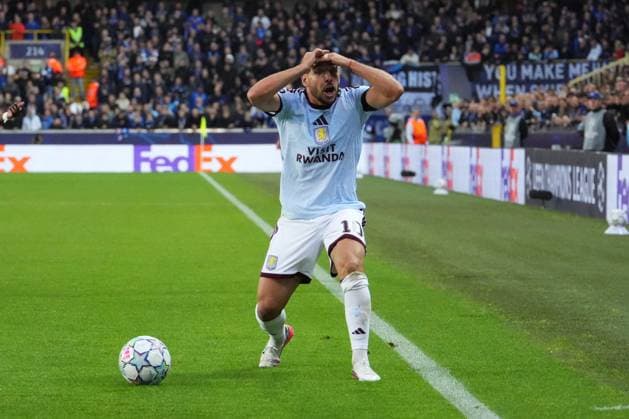 Emiliano Buendia of Aston Villa reacts Club Brugge v Aston Villa, UEFA Champions League, League Stage, Football, Jan Breydel Stadium, Brugge, Belgium - 08 Sep 2026Brugge Jan Breydel Stadium Belgium  Copyright: xDavexWInter Shutterstockx 17139355ja