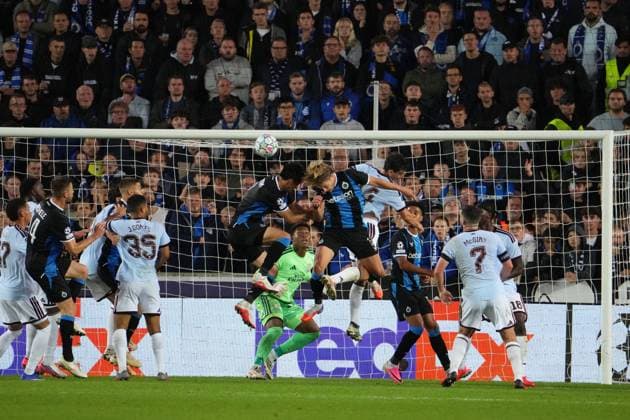 Late action in the Aston Villa penalty area Club Brugge v Aston Villa, UEFA Champions League, League Stage, Football, Jan Breydel Stadium, Brugge, Belgium - 08 Sep 2026Brugge Jan Breydel Stadium Belgium  Copyright: xDavexWInter Shutterstockx 17139355mb