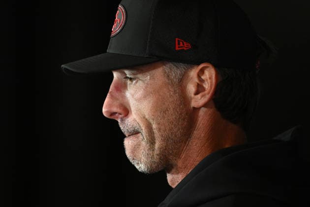 NFL, American Football Herren, USA 49ERS TRAINING, San Francisco 49ers head coach Kyle Shanahan speaks to media ahead of an NFL training session at AAMI Park in Melbourne, Wednesday, September 9, 2026. ( NO ARCHIVING MELBOURNE VICTORIA AUSTRALIA  Copyright: xJOELxCARRETTx 20260909163834929018