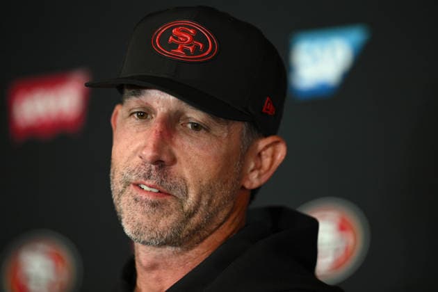 NFL, American Football Herren, USA 49ERS TRAINING, San Francisco 49ers head coach Kyle Shanahan speaks to media ahead of an NFL training session at AAMI Park in Melbourne, Wednesday, September 9, 2026. ( NO ARCHIVING MELBOURNE VICTORIA AUSTRALIA  Copyright: xJOELxCARRETTx 20260909180242123750