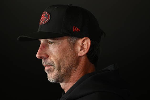 NFL, American Football Herren, USA 49ERS TRAINING, San Francisco 49ers head coach Kyle Shanahan speaks to media ahead of an NFL training session at AAMI Park in Melbourne, Wednesday, September 9, 2026. ( NO ARCHIVING MELBOURNE VICTORIA AUSTRALIA  Copyright: xJOELxCARRETTx 20260909144088190228