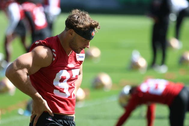September 9, 2026: The San Francisco 49ers during practice at an NFL, American Football Herren, USA media opportunity at AAMI Park on September 09, 2026 in Melbourne, Australia. - ZUMAp121 20260909_zsp_p121_003 Copyright: xChrisxPutnamx