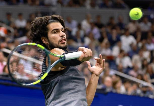 US Open tennis tournament - Day 10 Carlos Alcaraz of Spain in action against Ben Shelton of the USA during their Men s Singles Quarterfinals match of the US Open Tennis Championships at the USTA Billie Jean King National Tennis Center in Flushing Meadows, New York, USA, 08 September 2026. FLUSHING MEADOWS NEW YORK United States  Copyright: xCRISTOBALxHERRERA-ULASHKEVICHx