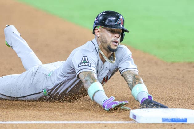 SEP 8, 2026: Arizona Diamondbacks second baseman Ketel Marte (4) slides into 3rd base after a Arizona Diamondbacks catcher Gabriel Moreno (14) single in the 8th inning against the Kansas City Royals at Kauffman Stadium Kansas City, MO. CSM Kansas City United States - ZUMAc04_ 20260908_zma_c04_032 Copyright: xRomanxPunox
