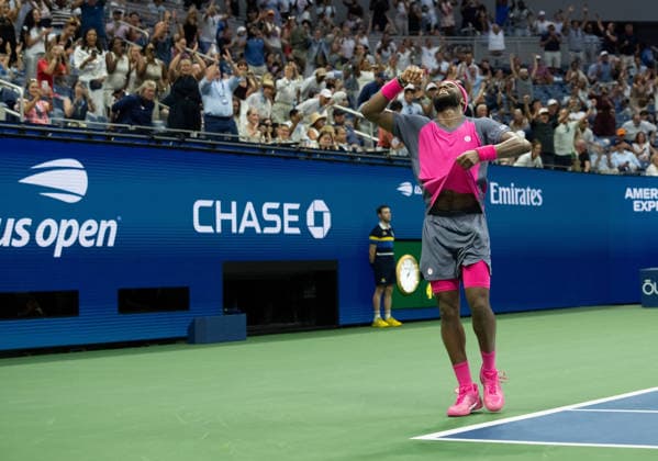 2026 US Open - Day 10 New York, NY - SEPTEMBER 8: Frances Tiafoe of the United States celebrates winning his match against Alex Michelsen of the United States during the 2026 US Open - Day 10 at USTA Billie Jean King National Tennis Center on September 8, 2026 in New York, New York. Copyright: xSusanxMullane ISIxPhotosx 9755