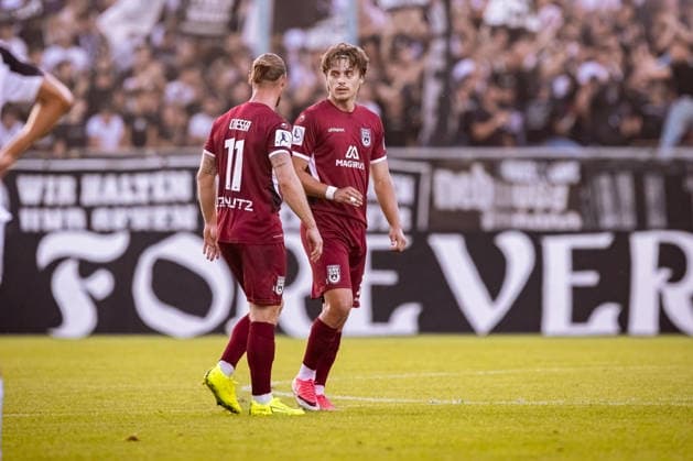 VfR Aalen vs. SSV Ulm 1846 Soccer, Regionalliga Southwest, Matchday 6, Bediani Arena, Aalen, September 8, 2026, photo by Dennis Chessa, SSV Ulm 1846 Soccer, 11, Leander Nicolas Popp SSV Ulm 1846 Soccer, 33 VfR Aalen vs. SSV Ulm 1846 Soccer, Regionalliga Southwest, Matchday 6, Bediani Arena, Aalen, September 8, 2026. Photo by Lucca Fundel, Aalen, Bediani Arena, Baden-Württemberg, Germany