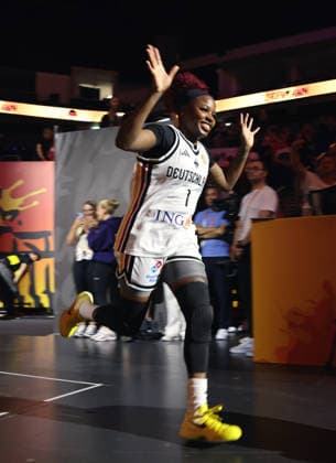 Alexis Peterson warming up before the game begins Sports Basketball FIBA World Cup Women s World Championship 2026-2027 Season August 9, 2026 DBB Germany GER vs. South Korea KOR