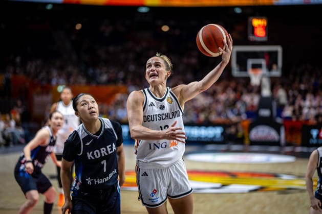 Basketball Berlin, September 8, 2026 FIBA Women’s Basketball World Cup Germany 2026 Quarterfinal Qualifier Germany (GER) vs. South Korea (KOR) Leonie Fiebich (Germany, No. 13) Jihyun Park (South Korea, No. 01)