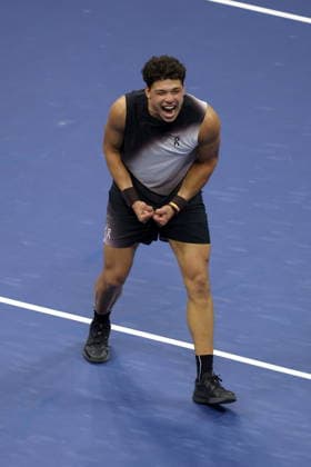 US Open tennis tournament - Day 10 Ben Shelton of the US reacts after defeating Carlos Alcaraz of Spain in the Men s Singles Quarterfinals of the US Open Tennis Championships at the USTA Billie Jean King National Tennis Center in Flushing Meadows, New York, USA, 09 September 2026. The 2026 US Open tournament runs from 23 August through 13 September. FLUSHING MEADOWS NEW YORK United States  Copyright: xBRIANxHIRSCHFELDx