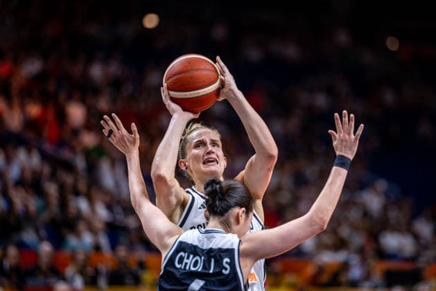 Basketball Berlin, September 8, 2026 FIBA Women’s Basketball World Cup Germany 2026 Quarterfinal Qualifier Germany (GER) vs. South Korea (KOR) Leonie Fiebich (Germany, No. 13) Isaem Choi (South Korea, No. 06)