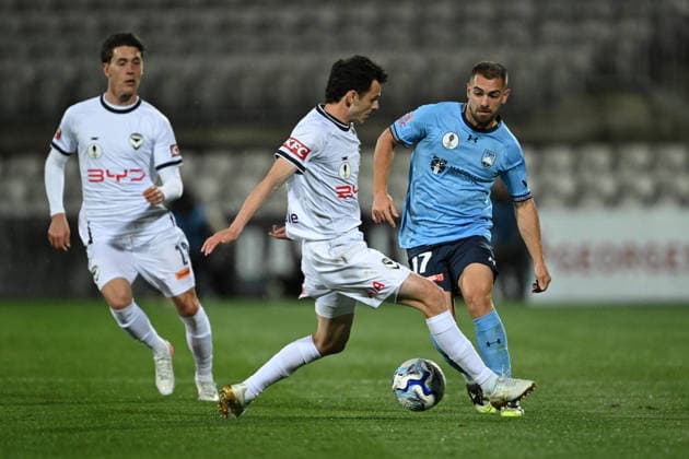 AUSTRALIA CUP SYDNEY VICTORY, Ben Garuccio of Sydney FC during the Australia Cup semi-final between Sydney FC and Melbourne Victory at Jubilee Stadium in Sydney, Wednesday, September 9, 2026. ( NO ARCHIVING, EDITORIAL USE ONLY SYDNEY NEW SOUTH WALES AUSTRALIA  Copyright: xDEANxLEWINSx 20260909170891905876