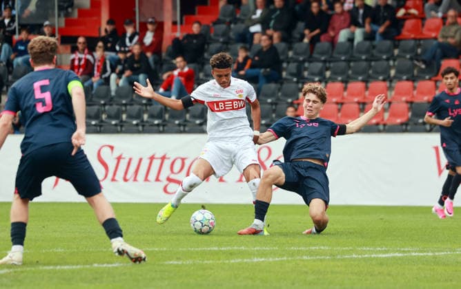 09 09 26 U19 VfB Stuttgart vs. U19 Viking Stavanger, Germany, Großaspach, 09 09 2026, Soccer, UEFA Youth League, 2026–2027 season, U19 VfB Stuttgart vs. U19 Viking Stavanger, Malik Mosrati, U19 VfB Stuttgart