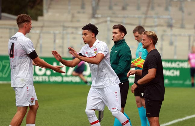 09 09 26 U19 VfB Stuttgart vs. U19 Viking Stavanger, Germany, Großaspach, 09 09 2026, Soccer, UEFA Youth League, 2026–2027 Season, U19 VfB Stuttgart vs. U19 Viking Stavanger, Gabriel Bruno Zarrella, U19 VfB Stuttgart