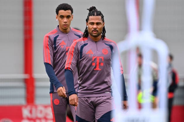 Serge GNABRY, FC Bayern Munich; Jamal MUSIALA, Bayern Munich; final training session for the Champions League, 2026–27 season; league match between FC Bayern Munich and Bodø Glimt on September 9, 2026