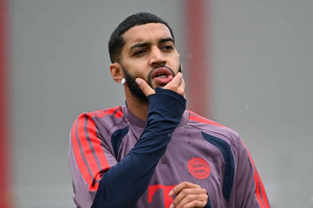 Ismael SAIBARI Bayern Munich, Gesture, skeptical, Action, Single frame, Cropped single subject, Portrait, Portrait of final training session for Champions League soccer, 2026–27 season, League stage: FC Bayern Munich vs. Bodø Glimt on September 9, 2026